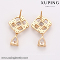 93472 Wholesale luxury ladies jewelry noble style square add water drop shaped eardrop